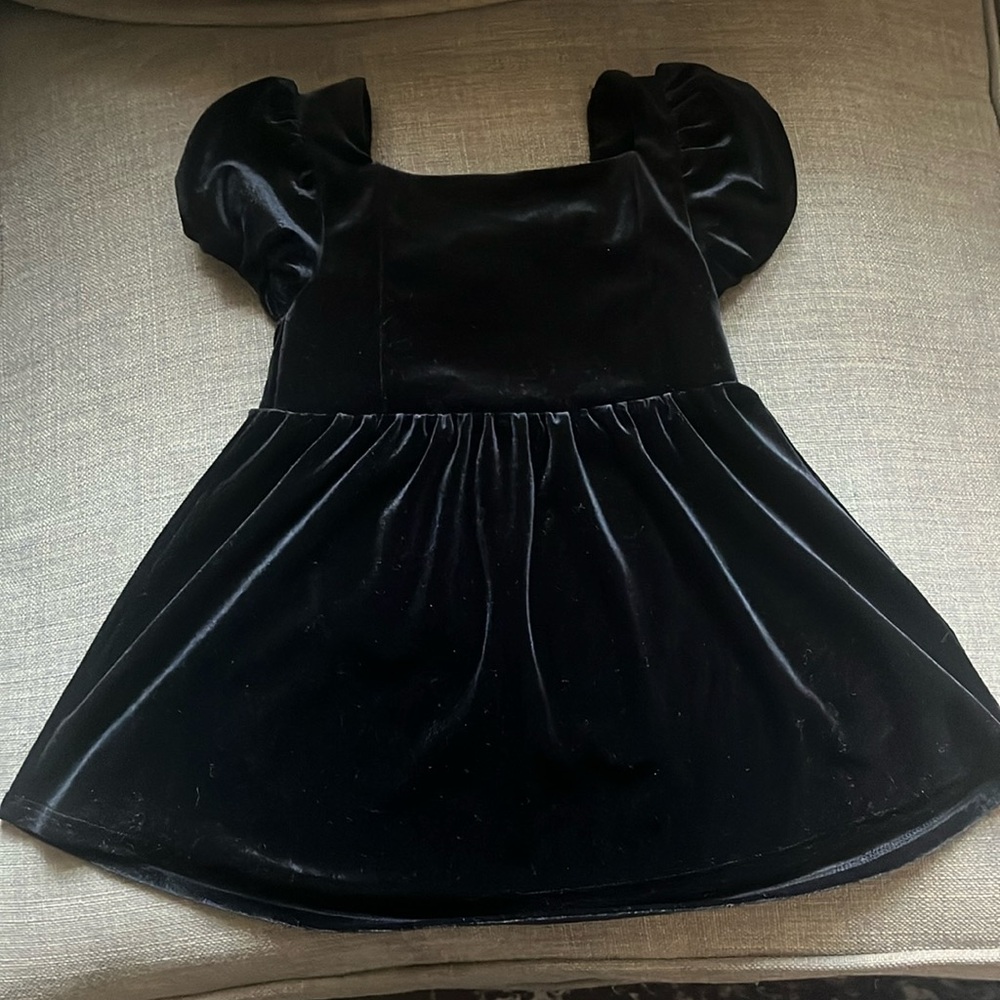 Gap Square Neck Velvet Puff Sleeves Holiday Dress Girl Toddler 18-24 Month
